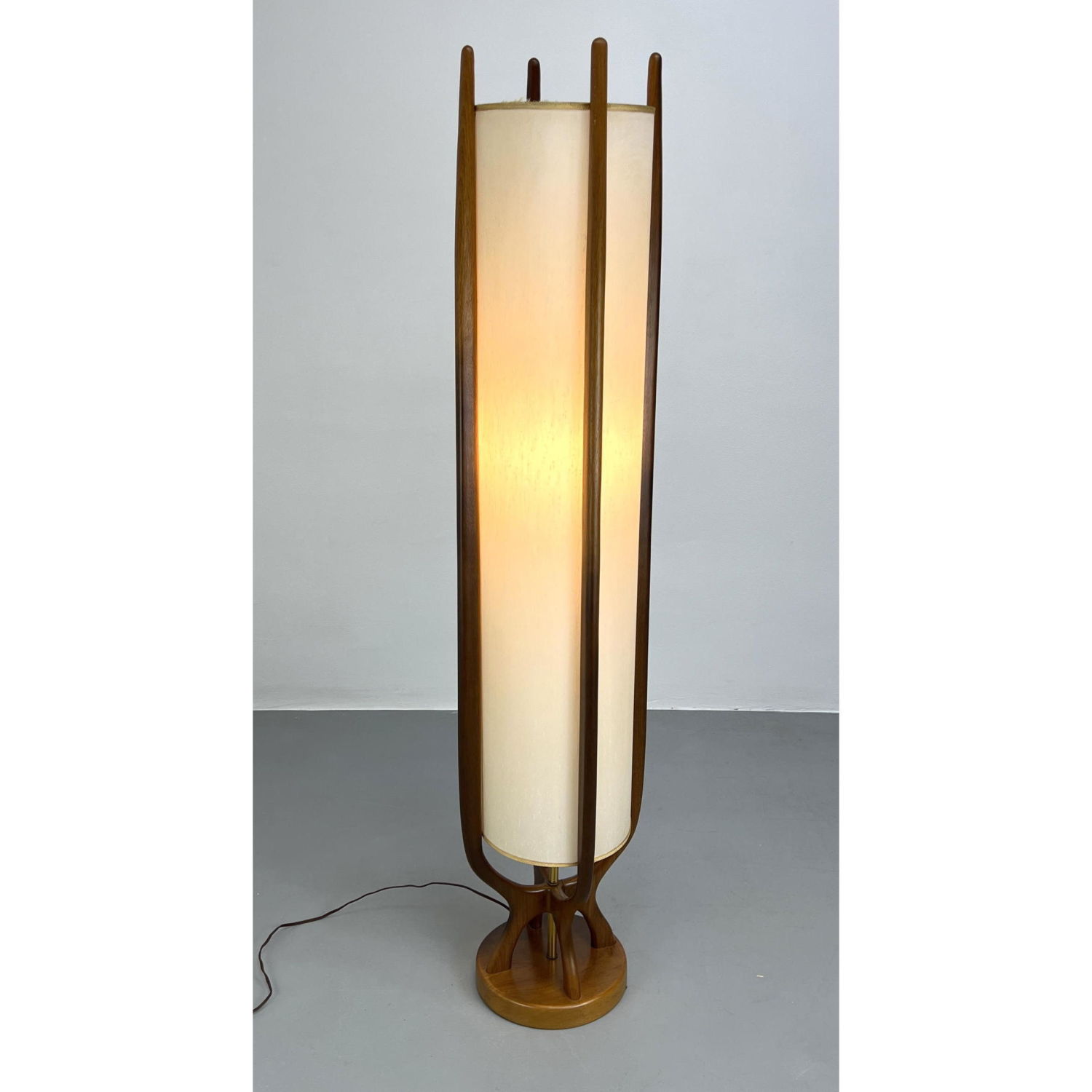 Appraisal: Modline Style Tall Floor Lamp American Modern Walnut frame Dimensions