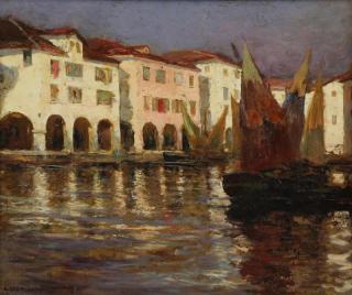 Appraisal: DAGNAC-RIVIERE Charles Oil on Panel Venice Signed lower left Charles