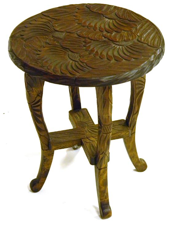 Appraisal: Aesthetic movement stand round top with daisy bas relief carving