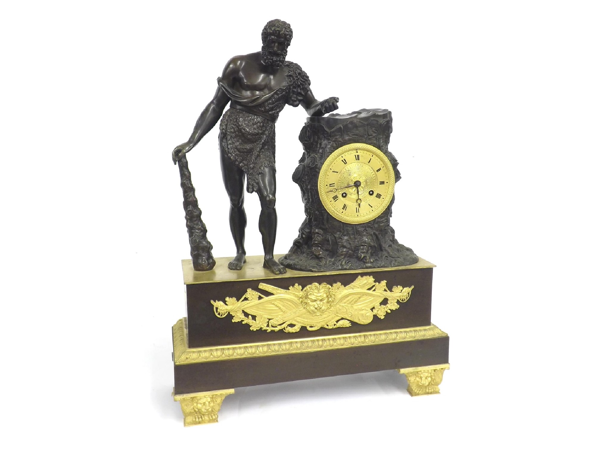 Appraisal: Good French ormolu and bronze figural two train mantel clock