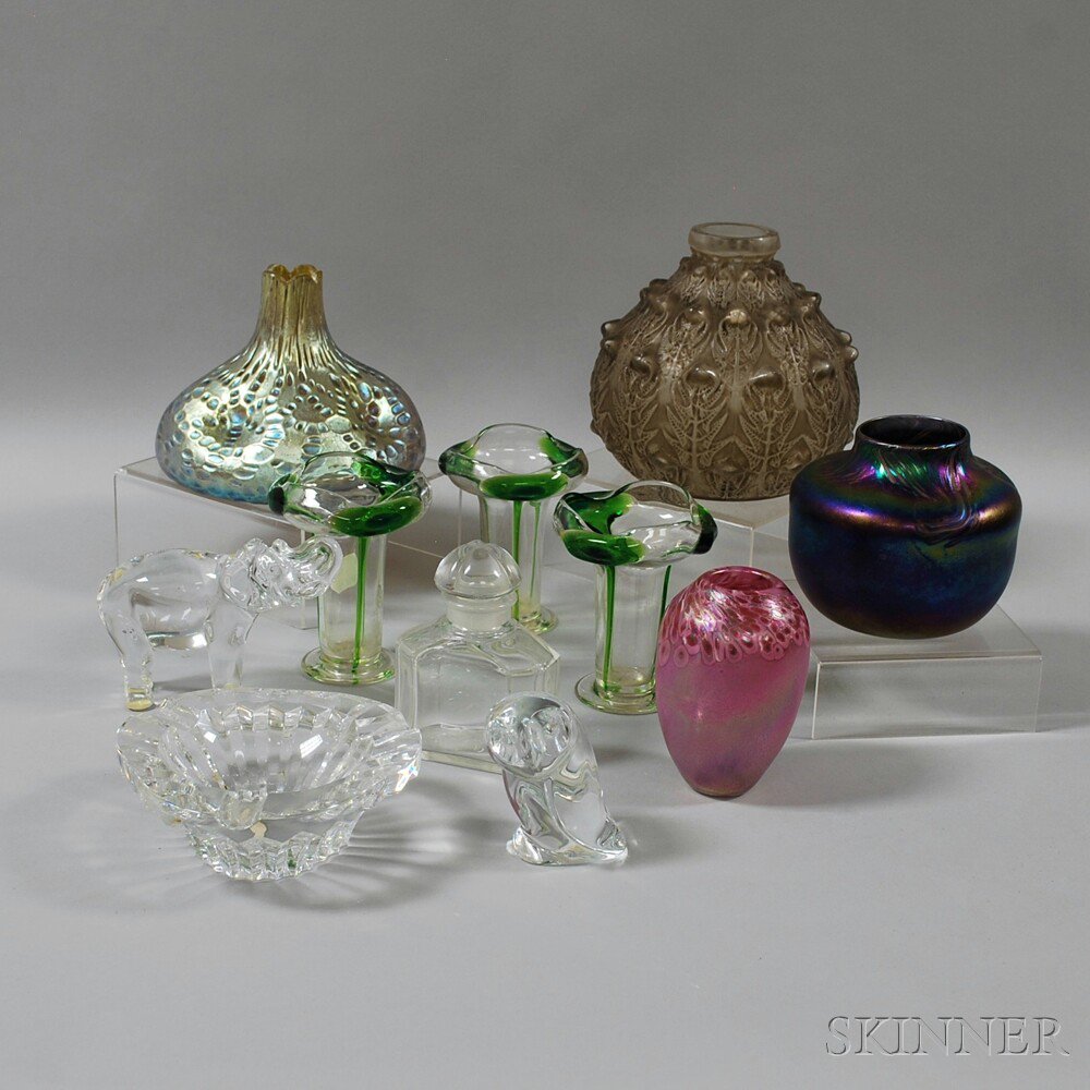 Appraisal: Eleven Pieces of Mostly Art Glass th century including two