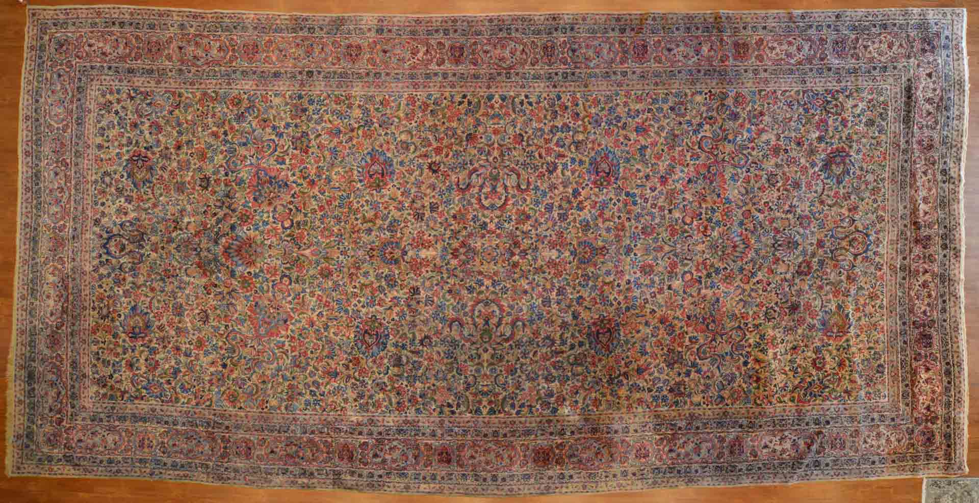 Appraisal: Antique Kerman carpet approx x Persia circa Condition Color run