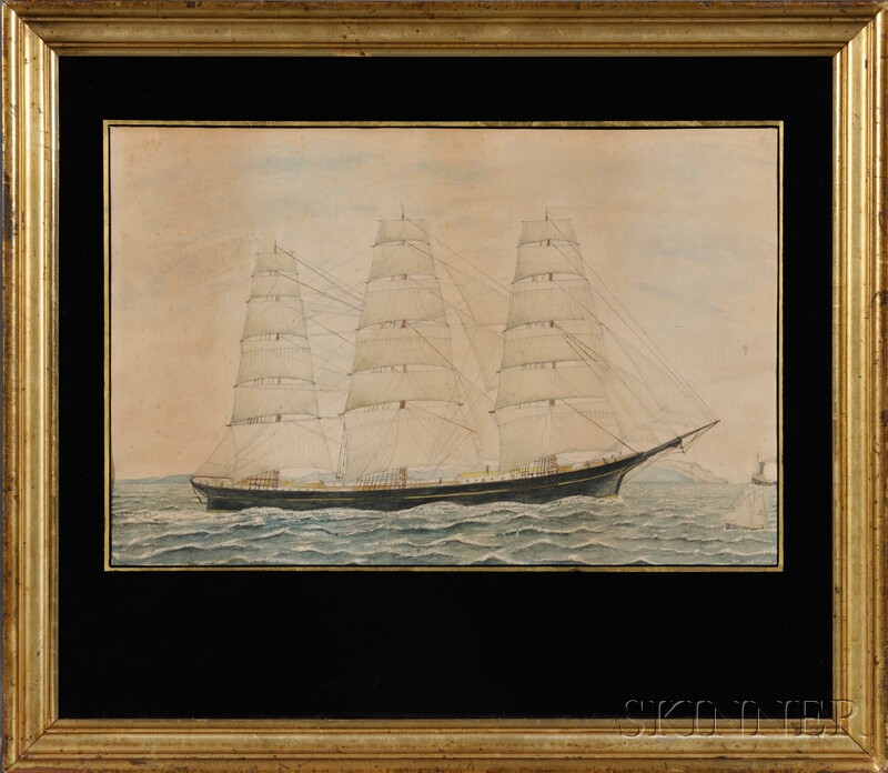 Appraisal: American School th Century Portrait of a Ship Sailing in