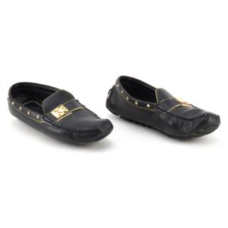 Appraisal: Pair Louis Vuitton Black Goat Skin Driving Mocs Size Well