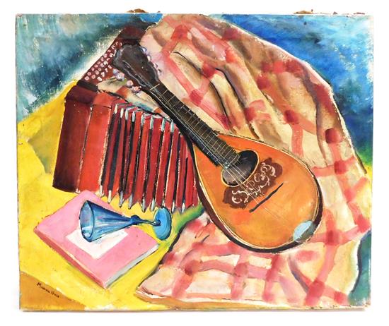 Appraisal: Marion Huse American - Still Life with Mandolin and Accordion