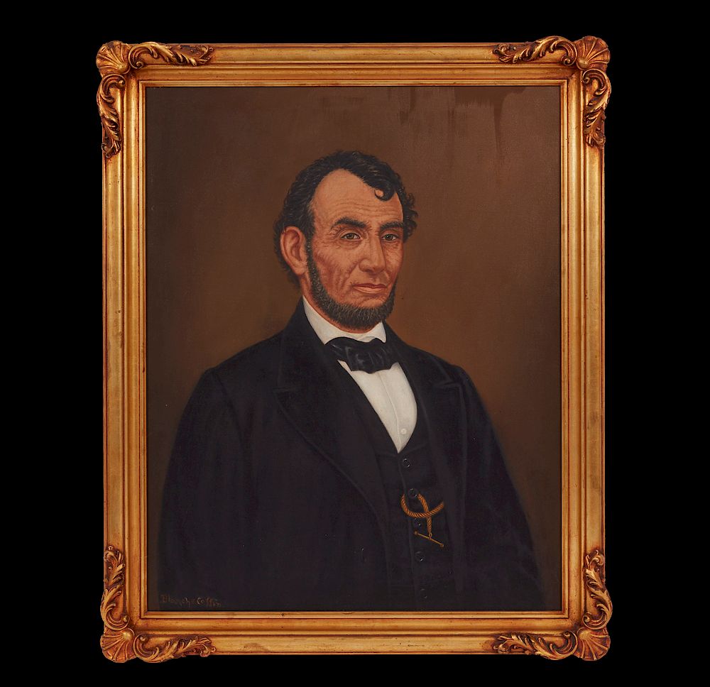 Appraisal: Painting Portrait of Abraham Lincoln Framed oil on canvas portrait