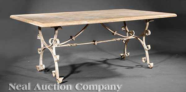 Appraisal: A Continental Wrought Iron Garden Table early th c rectangular