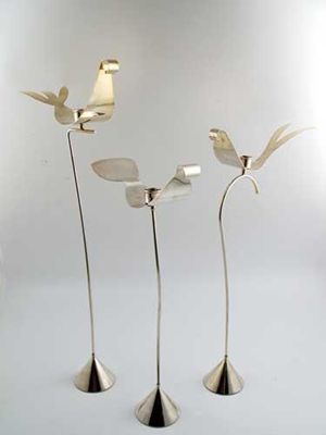 Appraisal: By Cleto Munari Three modern Italian single candlesticks with loaded