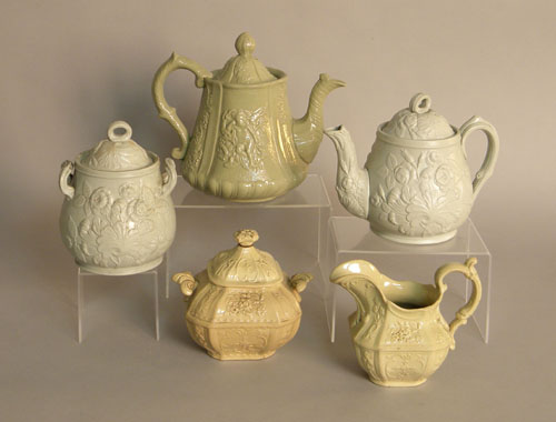 Appraisal: Five English salt glaze teawares th c