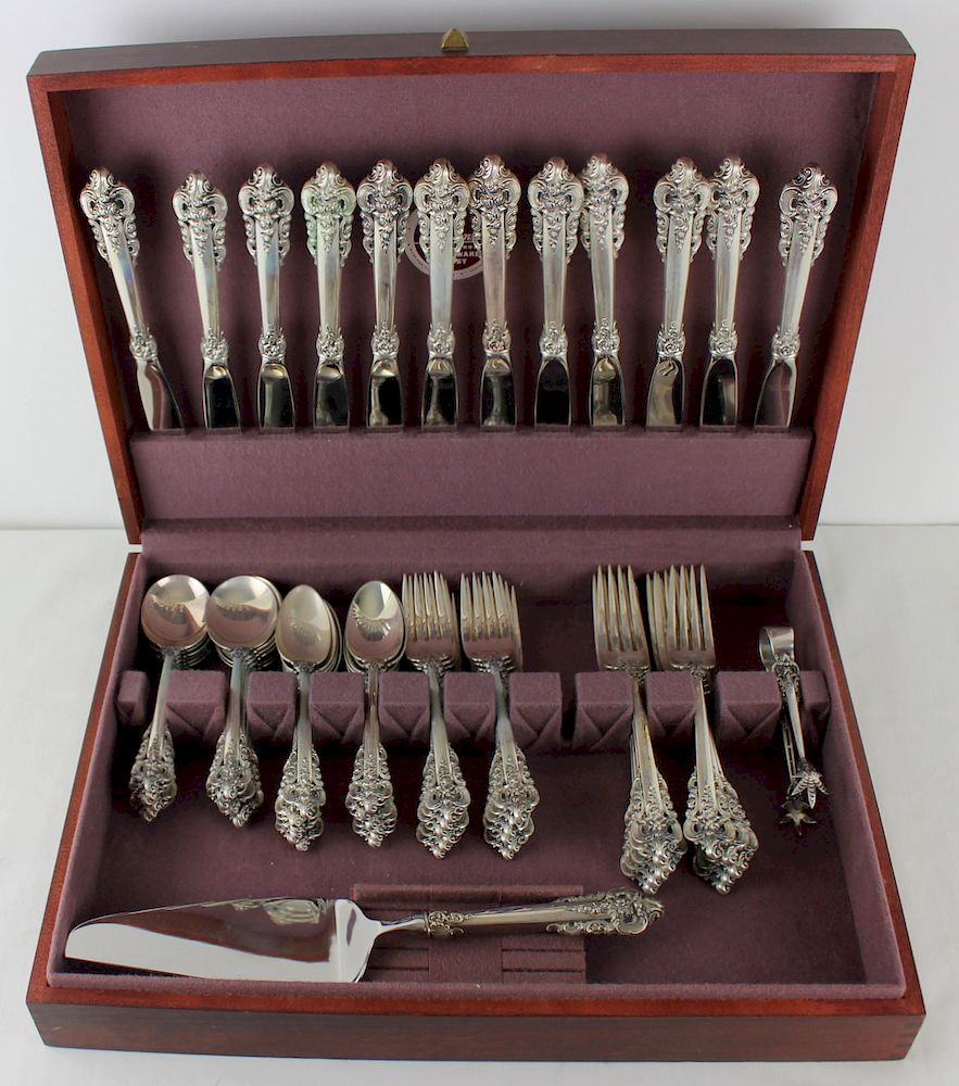 Appraisal: STERLING Wallace Grand Baroque Sterling Flatware Includes knives with stainless