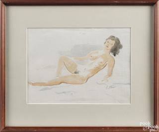 Appraisal: Stephen Etnier American - watercolor of a female nude signed