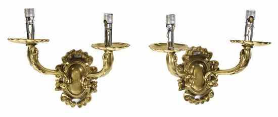 Appraisal: A Pair of American Neoclassical Gilt Bronze Sconces Caldwell having