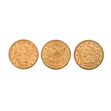 Appraisal: Liberty Head Five Coins Estimate -