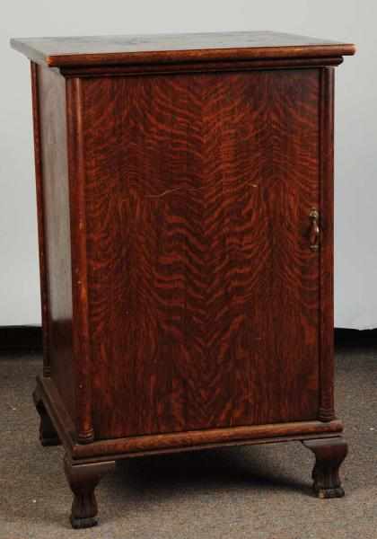 Appraisal: Oak Music Box Table Stand Equipped with slots for records