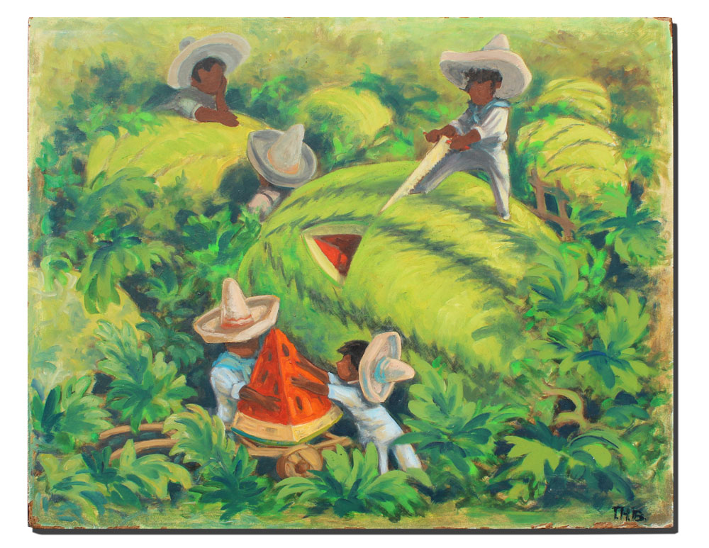 Appraisal: ILLUSTRATIVE OIL ON BOARD OF LITTLE MEXICAN BOYS IN A