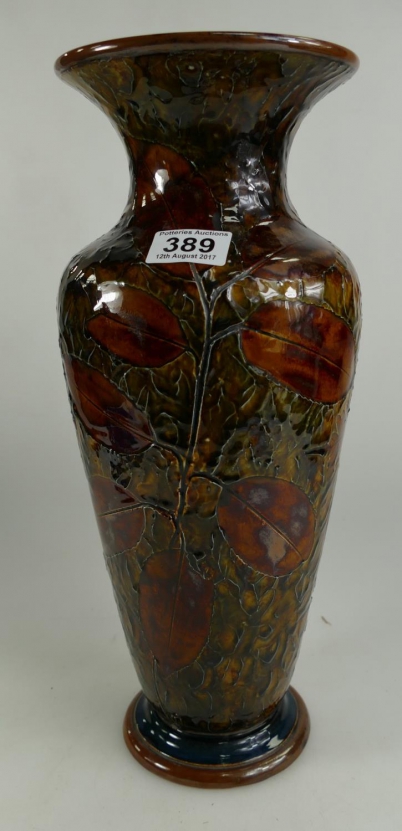 Appraisal: Royal Doulton large stoneware vase decorated with leaves and branches