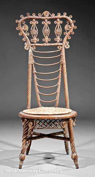 Appraisal: An Antique American Wicker Photographer's Chair late th c possibly