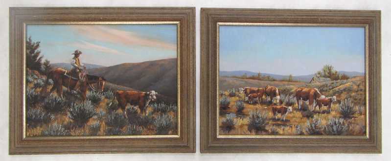 Appraisal: DON BROWN TWO OILS ON CANVAS Florida st century Cowboy