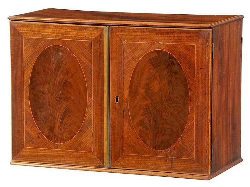 Appraisal: Federal Inlaid Mahogany Collector's Cabinet American British circa two oval