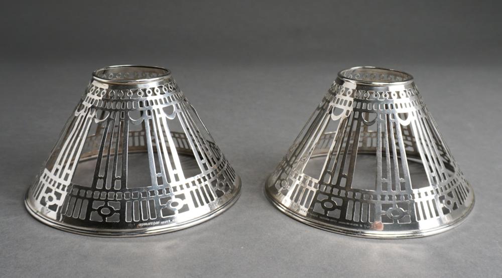 Appraisal: Pair Tiffany Co Makers Sterling Silver Pierced Lamp Shades ozt