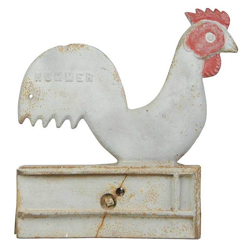 Appraisal: Hummer Rooster Cast Iron Windmill Weight American circa overall gray