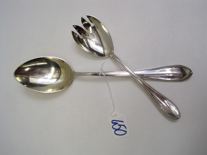 Appraisal: SET OF TWO GERMAN SILVER FLATWARE silver parcel gilt serving