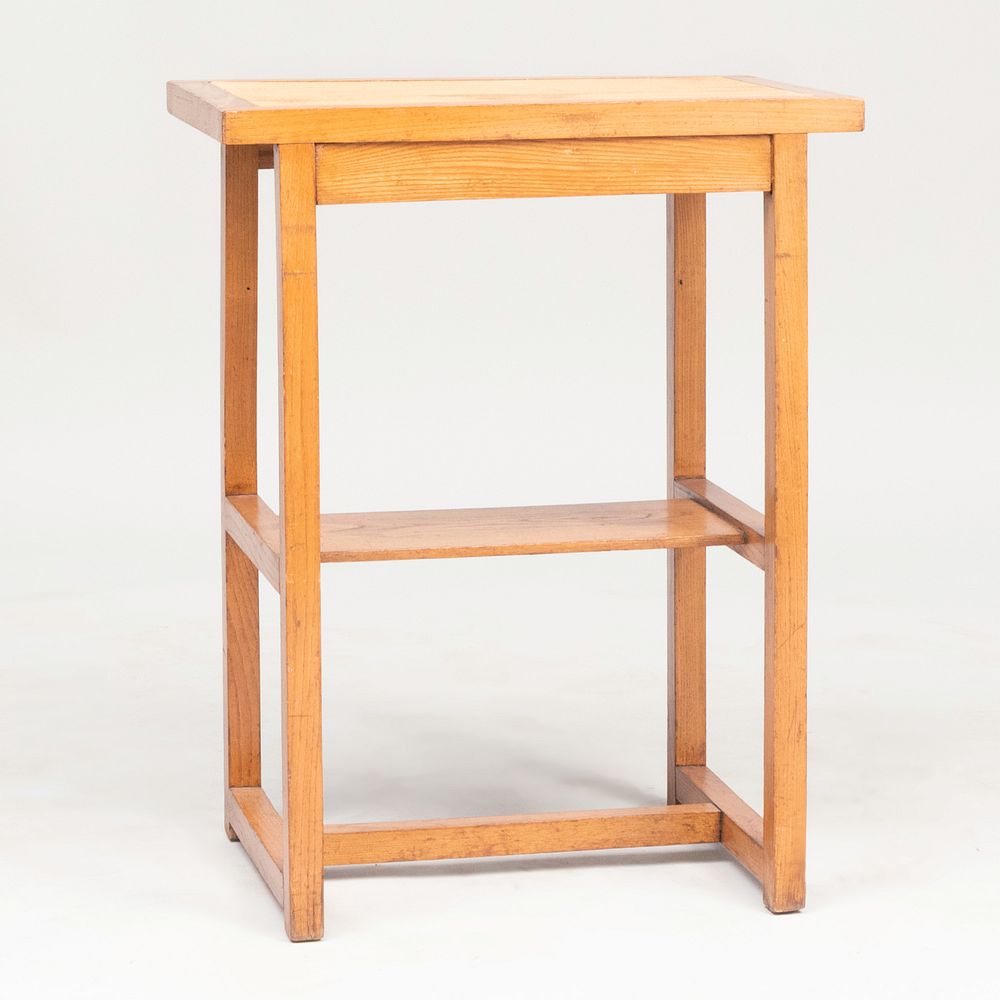 Appraisal: Wilhelm Schmidt Caned and Oak Side Table x x in