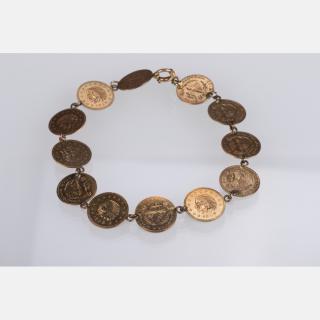 Appraisal: A kt Yellow Gold California Token Charm Bracelet Total weight