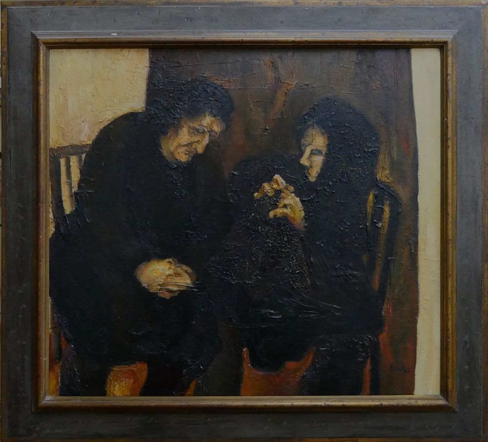 Appraisal: FRED ALBERT USA th TWO OLD WOMEN OIL CANVAS Fred