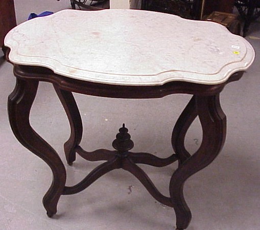 Appraisal: Victorian marble top center table late th C white turtle