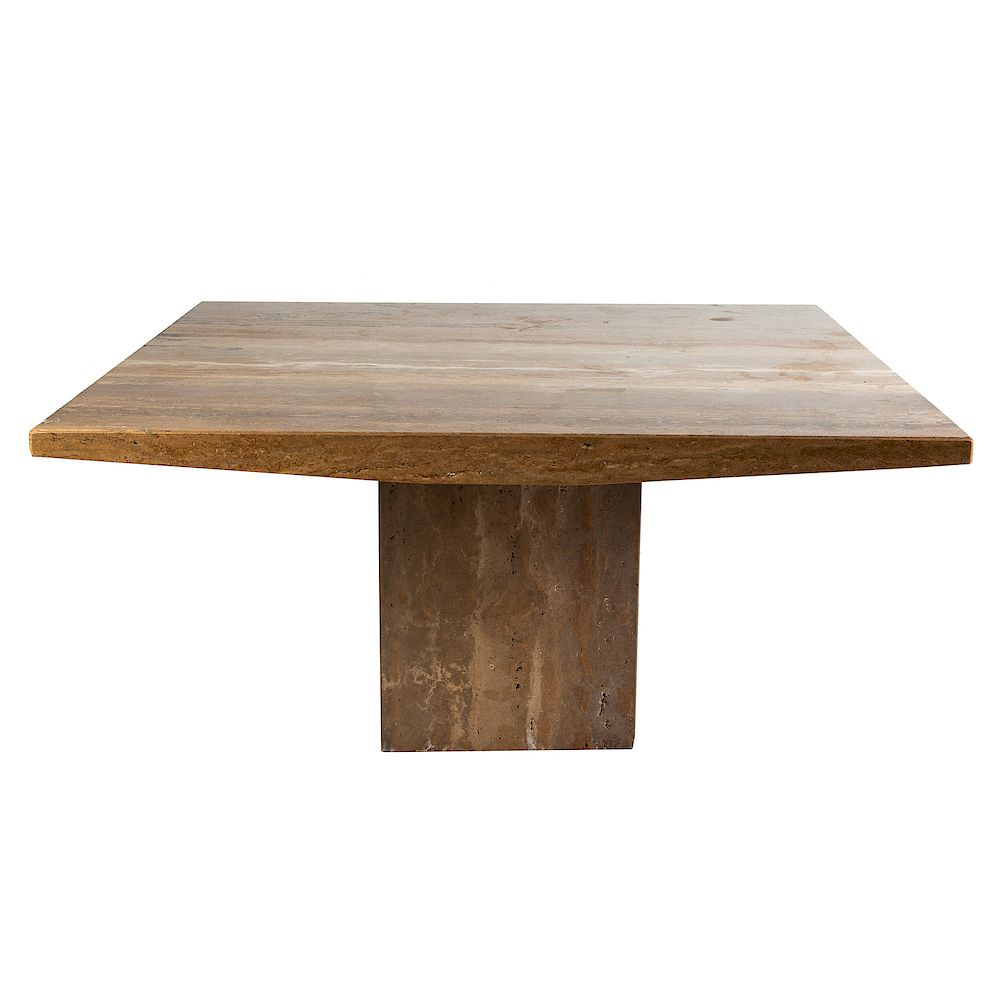 Appraisal: Maurice Villencey Travertine Dining Table th st century tan and