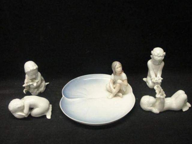 Appraisal: Lot of B G Porcelain Lilly Pad Figures From a