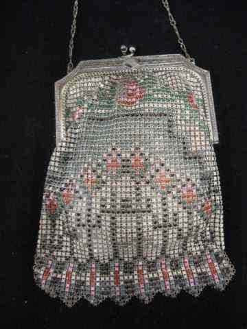 Appraisal: Whiting Davis Mesh Evening Bag enameleddeco design - '' x