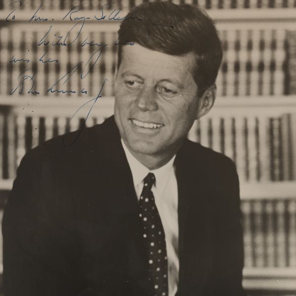 Appraisal: AUTOGRAPHED PHOTOGRAPH AND SIGNED LETTER OF JOHN F KENNEDY AMERICAN