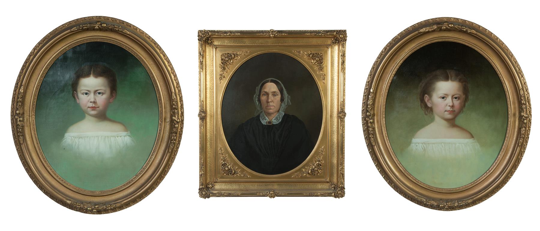 Appraisal: THREE FAMILY PORTRAITS ATTRIBUTED TO JOHN C CRAWFORD OHIO -