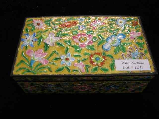 Appraisal: Peking Enamel Brass Box floral on yellow field '' x