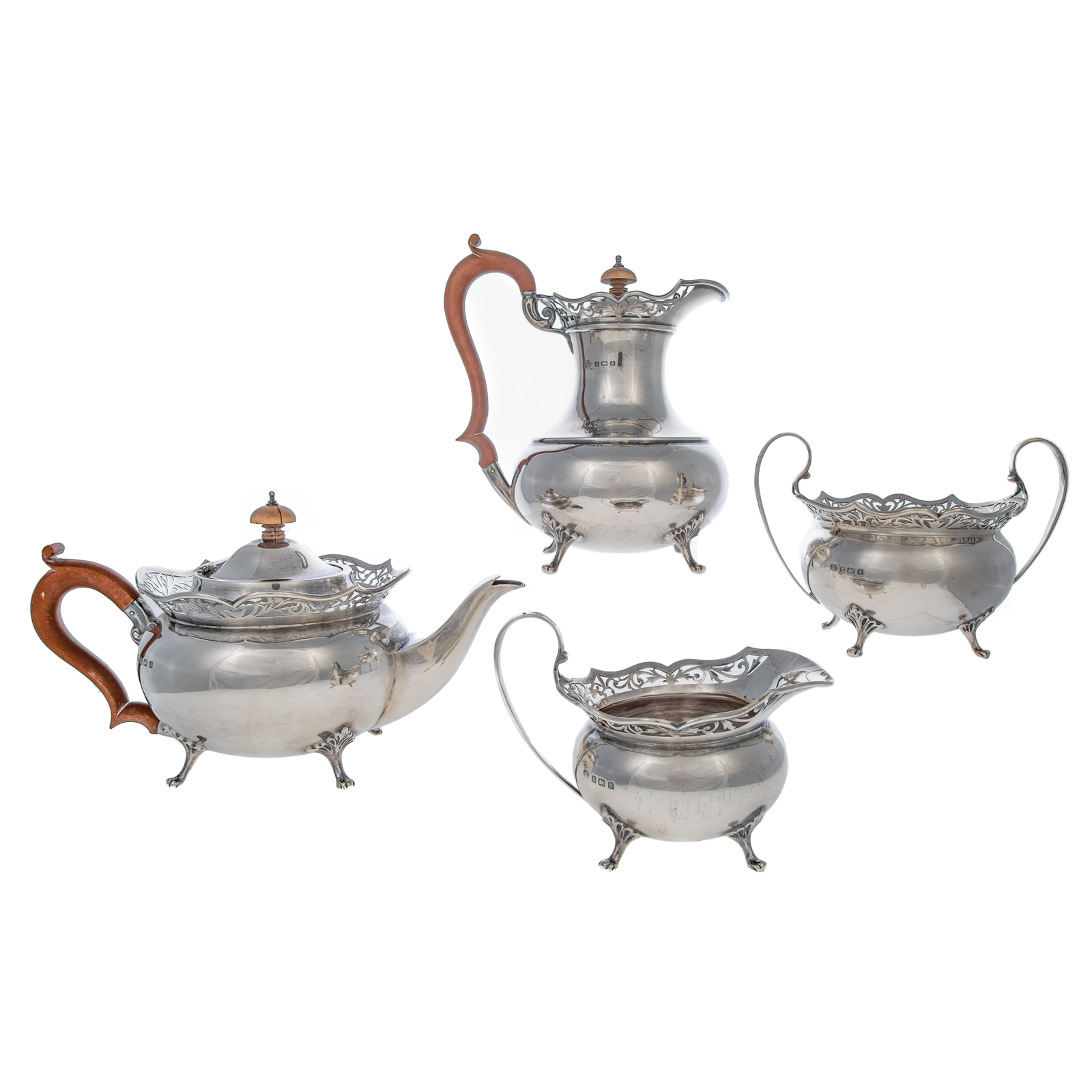 Appraisal: GEORGE V SILVER TEA COFFEE SERVICE Alexander Clark Co Ltd