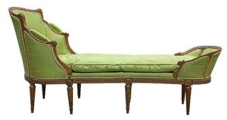 Appraisal: French Neoclassical giltwood chaise lounge th th century French Neoclassical