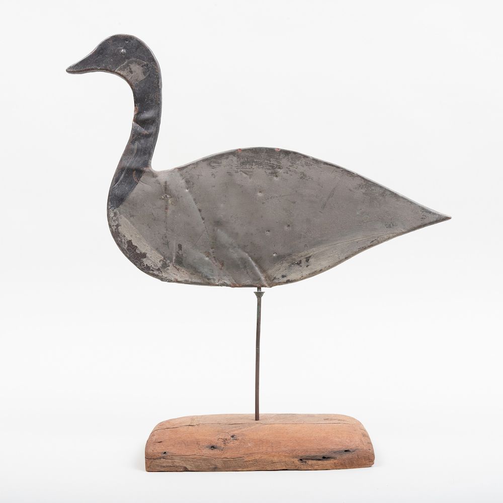 Appraisal: Painted Metal Canadian Goose Decoy Silhouette On a wood stand