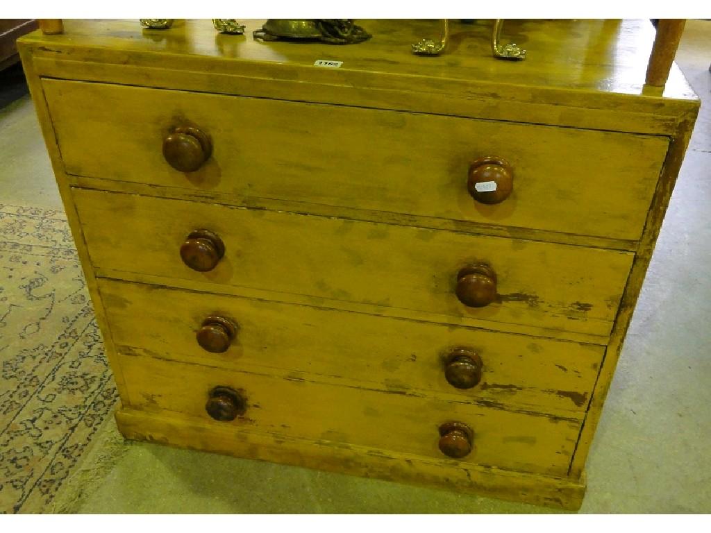 Appraisal: A small late Victorian Edwardian pine chest fitted with four