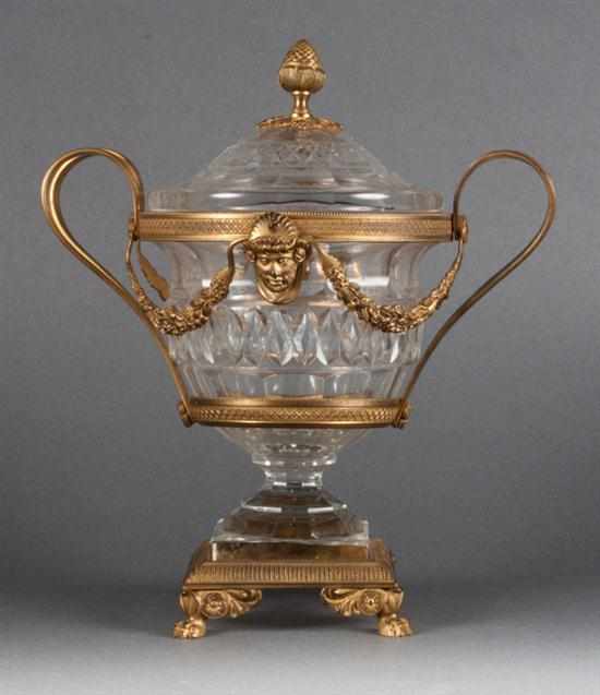 Appraisal: Anglo-Irish Regency style gilt-metal-mounted sweet meat urn second half- th