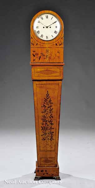 Appraisal: A Continental Paint-Decorated Pedestal Clock in the Biedermeier Style foliate