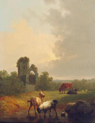 Appraisal: ATTRIBUTED TO EUGENE VERBOECK HOVEN Belgian - Landscape with Goats