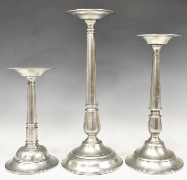 Appraisal: lot of Decorative Arte Italica pewter candlesticks graduated in size