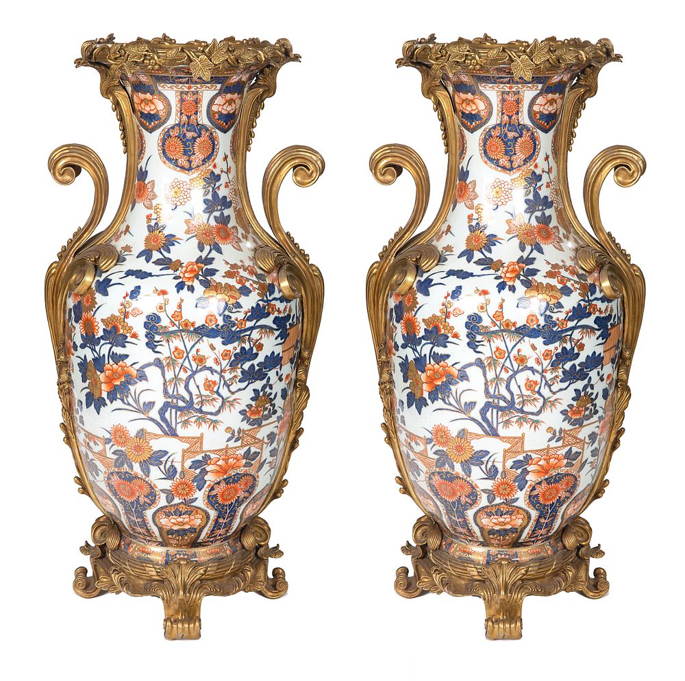 Appraisal: A PAIR OF CHINESE ORMOLU-MOUNTED PORCELAIN VASES TH CENTURY A