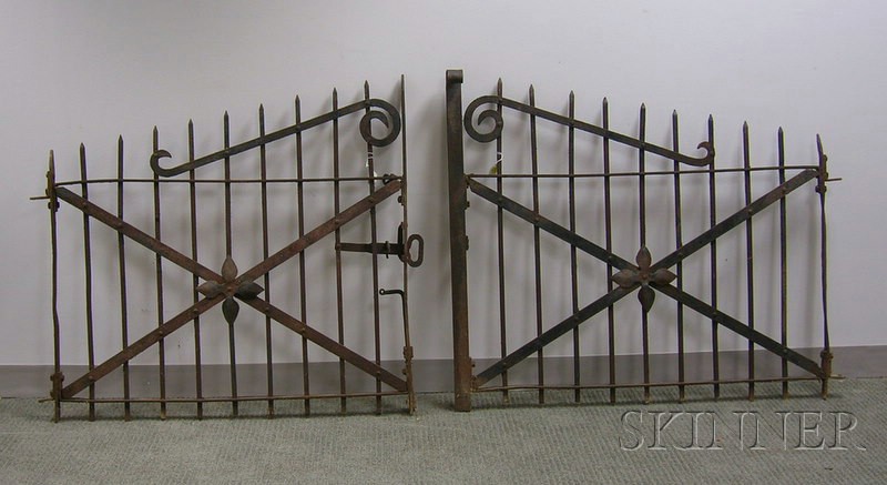 Appraisal: Wrought Iron Two-Part Garden Gate approx ht lg in