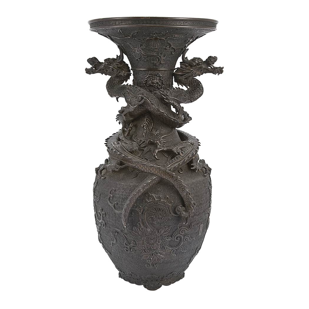 Appraisal: Japanese Bronze Vase Late th century Of ovoid form rising