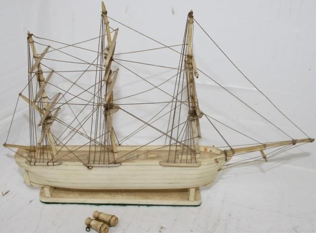 Appraisal: CA WHALEBONE MODEL OF A MASTED BARK FULLY RIGGED LONG