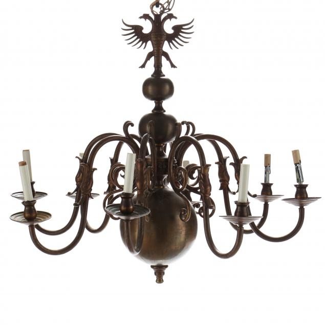 Appraisal: VINTAGE RUSSIAN FIGURAL BRASS EIGHT LIGHT CHANDELIER First half th