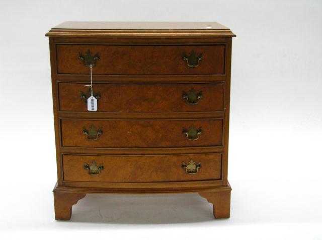 Appraisal: Drexel Applewood Four-Drawer Stand with burl drawer fronts and top